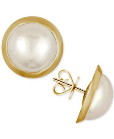 Shop Majorica 18k Gold Vermeil Imitation Mabe Pearl Stud Earrings In White