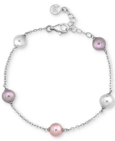 Shop Majorica Sterling Silver Imitation Pearl Link Bracelet In Multi