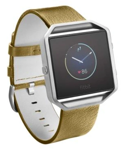 Shop Fitbit Men's Blaze Leather Accessory Band In Camel