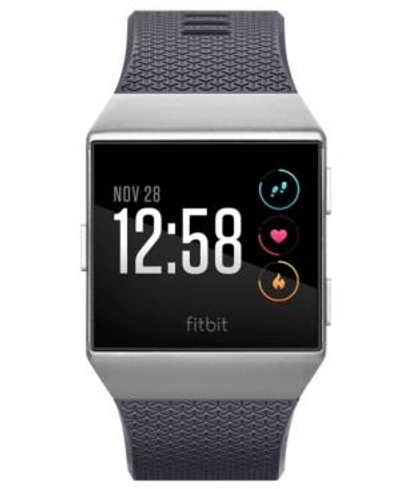 Shop Fitbit Unisex Ionic Blue-gray Elastomer Strap Smart Watch 35x32mm In Silver Gray