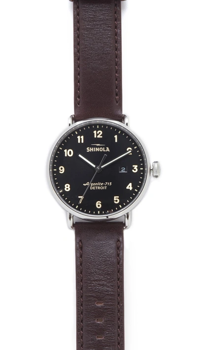 Shop Shinola The Canfield 43mm Watch In Oxblood/black