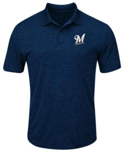 Shop Majestic Men's Milwaukee Brewers First Hit Polo Shirt In Navy