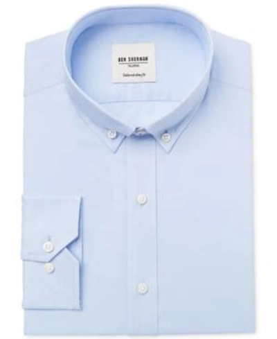 Shop Ben Sherman Men's Slim-fit Light Blue Solid Oxford Dress Shirt