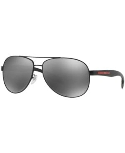 Shop Prada Sunglasses, Ps 53ps In Black/green Mirror