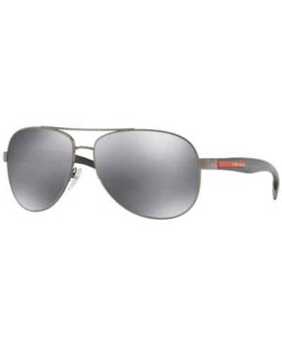 Shop Prada Men's Sunglasses, Ps 53ps In Gunmetal/grey Mirror