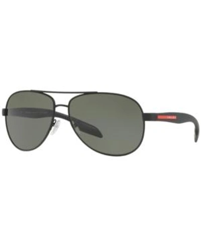 Shop Prada Men's Polarized Sunglasses, Ps 53ps In Black/green Polar