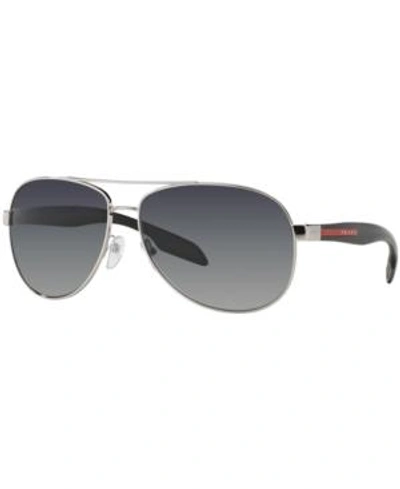 Shop Prada Polarized Sunglasses, Ps 53psp In Silver Black/grey Grad Pol