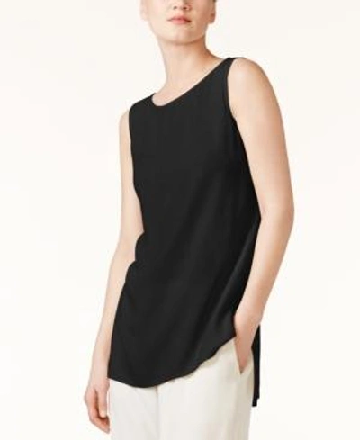 Shop Eileen Fisher System Silk High-low Tunic In Black