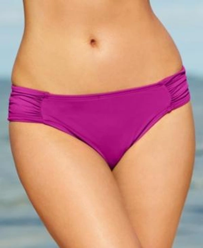 Shop La Blanca Ruched Side-tab Bikini Bottoms Women's Swimsuit In Magenta