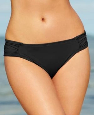 Shop La Blanca Ruched Side-tab Bikini Bottoms Women's Swimsuit In Black
