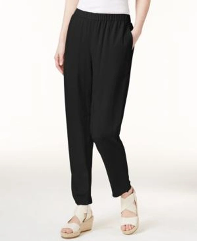 Shop Eileen Fisher System Silk Slouchy Ankle Pants, Regular & Petite In Black