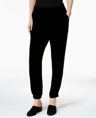 Shop Eileen Fisher Velvet Pull-on Jogger Pants In Black