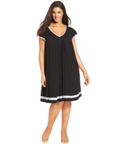Shop Ellen Tracy Plus Size Yours To Love Short Sleeves Nightgown In Black
