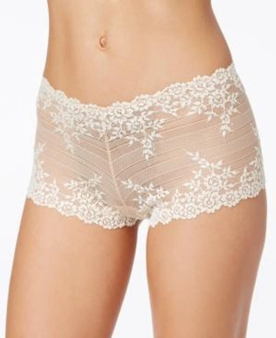 Shop Wacoal Embrace Lace Embroidered Boyshort Underwear 67491 In Nude/ivory- Nude 01