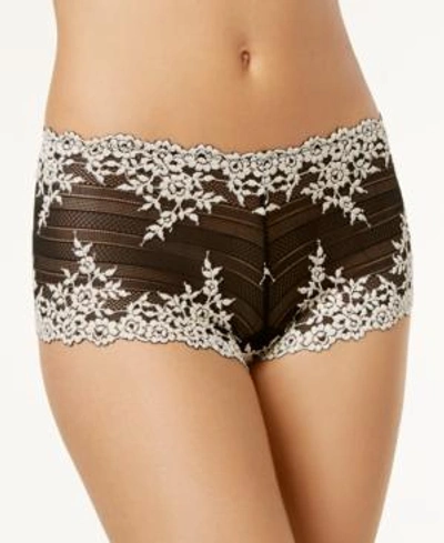 Shop Wacoal Embrace Lace Embroidered Boyshort Underwear Lingerie In Black