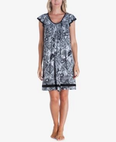 Ellen Tracy Yours To Love Short Sleeves Top Capri Pajama Pants Separates In White Grid