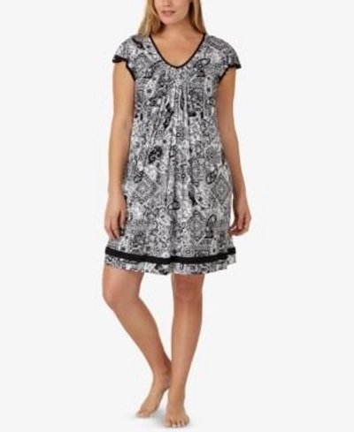 Shop Ellen Tracy Plus Size Yours To Love Short Sleeves Nightgown In White Print