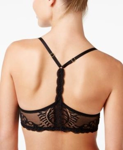Shop Natori Feathers Embroidered T-back Bra 735023 In Black