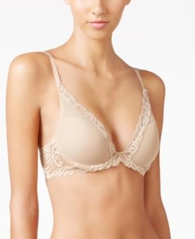 Shop Gucci Feathers Lace Bra 730023 In Cafe- Nude 01