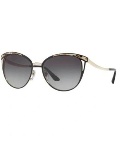Shop Bvlgari Sunglasses, Bv6083 In Black Gold/grey Gradient