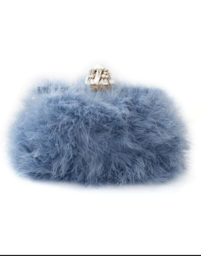 Shop Dolce & Gabbana Feather Evening Bag In Ceruleo