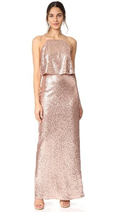 Shop Theia Azelea Gown In Rose Gold