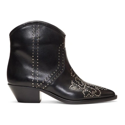 Shop Isabel Marant Black Dollan Studded Boots In 01bk Black