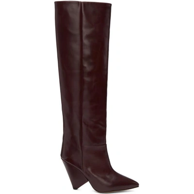 Shop Isabel Marant Burgundy Lokyo Knee-high Boots