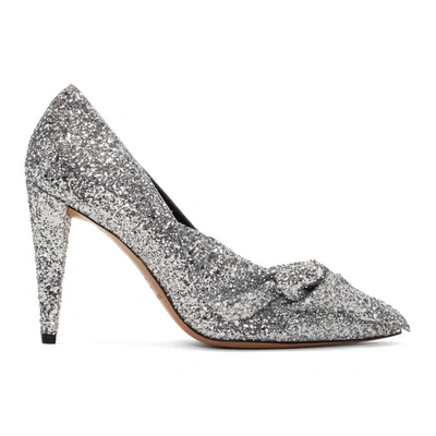 Shop Isabel Marant Silver Glitter Poetty Heels