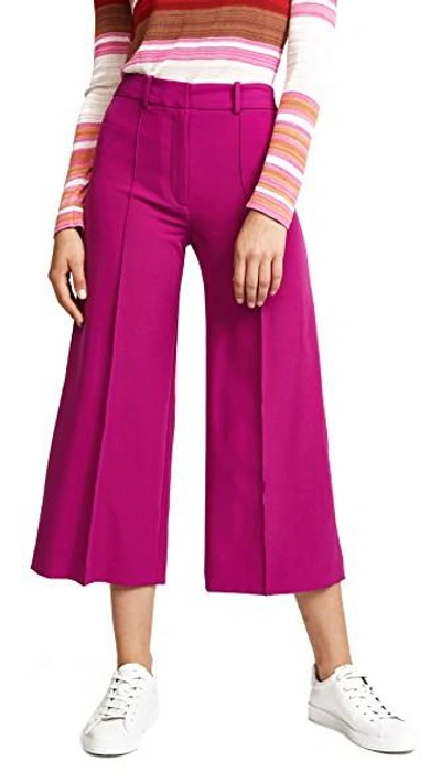 Shop Milly Italian Cady Cropped Hayden Pants In Berry