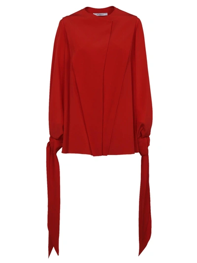 Shop Givenchy Bow Cuffs Blouse In Red