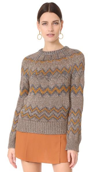 Nude Round Neck Sweater In Gold | ModeSens