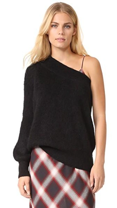 Shop Nude Off Shoulder Sweater In Black