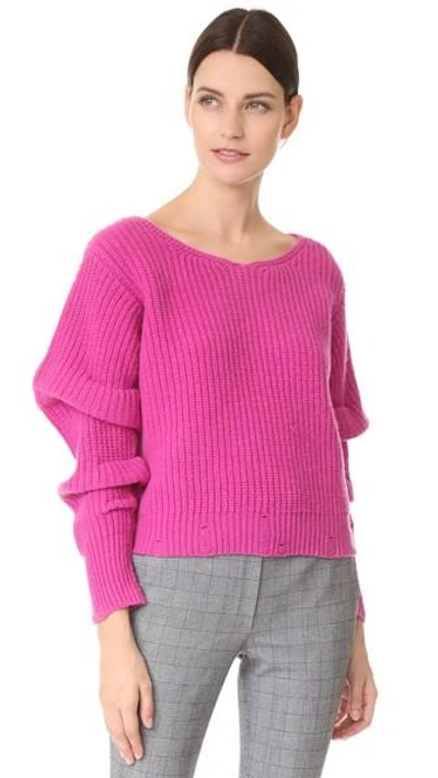 Shop Nude V Neck Sweater In Fuxia