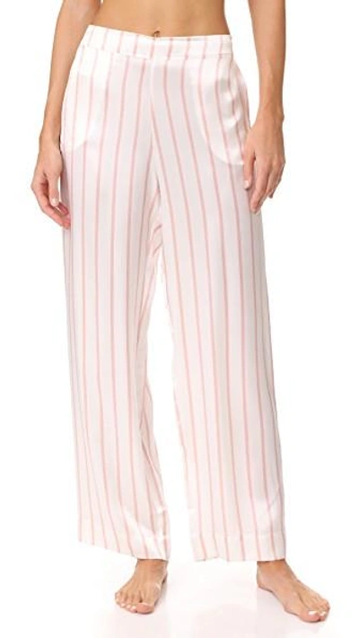 Shop Asceno Pyjama Bottoms In Blush Stripe