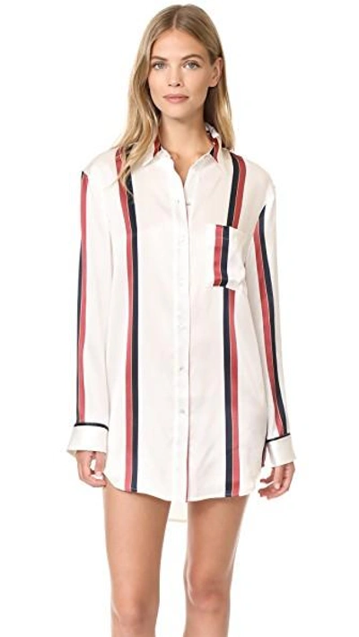 Shop Asceno Sleep Shirt In Ochre Blood Stripe