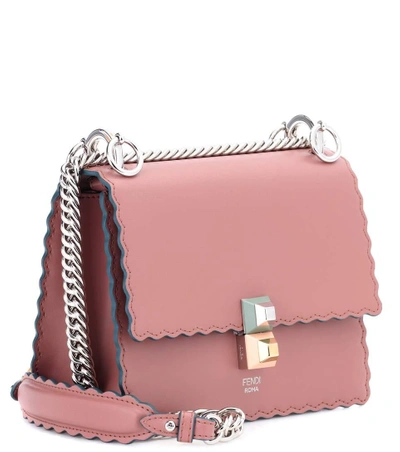 Shop Fendi Kan I Small Leather Shoulder Bag In Eeglsh Rose+p