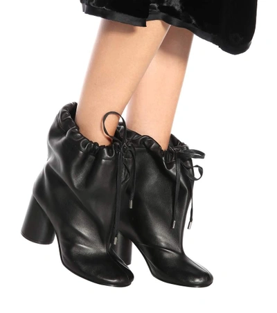 Shop Maison Margiela Oversized Leather Ankle Boots In Black