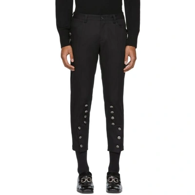 Shop Dolce & Gabbana Dolce And Gabbana Black Cropped Button Trousers In N0000 Nero