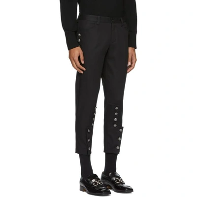 Shop Dolce & Gabbana Dolce And Gabbana Black Cropped Button Trousers In N0000 Nero