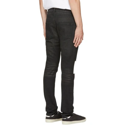 Shop Saint Laurent Black Holes Low-waisted Skinny Jeans In 1505 Medium Black