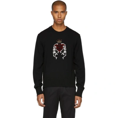 Shop Dolce & Gabbana Black Skeleton Love Crown Sweater