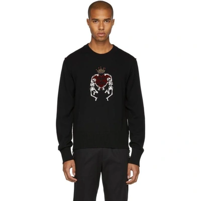 Shop Dolce & Gabbana Black Skeleton Love Crown Jumper