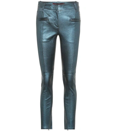 Shop Sies Marjan Louisa Metallic-leather Trousers In Blue