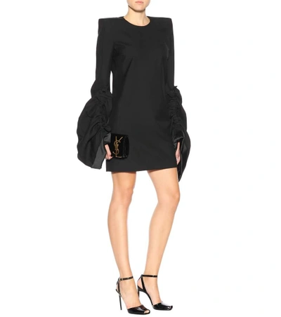 Shop Saint Laurent Wool-crêpe Dress In Black