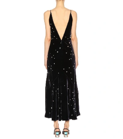 Shop Gabriela Hearst Bridget Crystal-embellished Velvet Dress In Dark Eavy Crystals