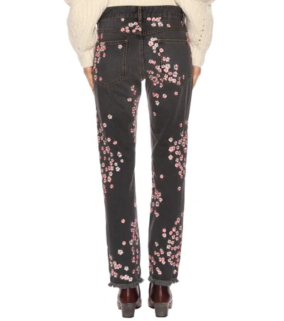 Shop Isabel Marant Holan Embroidered Jeans In Grey
