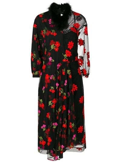 Shop Simone Rocha Floral Embroidered Midi Dress