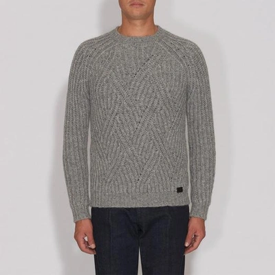 Shop Tod's Round Neck Pullover In Wool In Grey