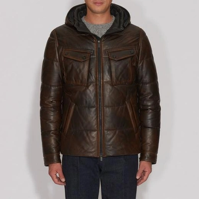 Shop Tod's Pash Down Jacket In Brown/gold
